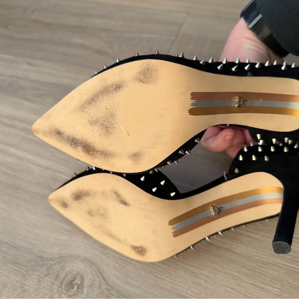 Sam Edelman Hadlee d’Orsay Heels in Black Suede With Studs - Picture 5 of 6